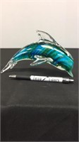 MURANO GLASS GREEN AND BLUE DOLPHIN