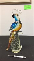 MURANO GLASS PARROT BLUE AND AMBER