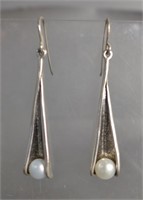 Sterling Silver & Pearl Signed Didae Earrings