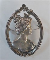 Sterling Silver Cameo Brooch / Pendant