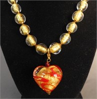 Hilary London Murano Glass Heart Necklace