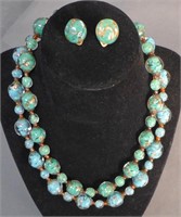 Venetian Foil Glass Bead Necklaces & Earrings