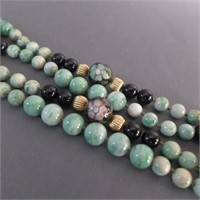 Jade, Onyx & Enamel Bead Necklace