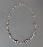 Antique Style Blue Topaz Marcasite Necklace