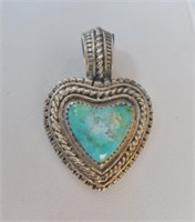 Turquoise & Sterling Heart Pendant