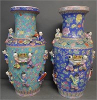 Pair of Large Chinese Figural Vases