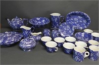 Grouping of Blue Calico by Staffordshire England