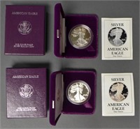 1988 & 1989 Silver American Eagle One Dollar Coins
