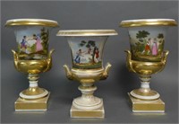 Three Old Paris Porcelain Campagna Urns