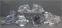 Grouping of Glass and Crystal Frog Figurines