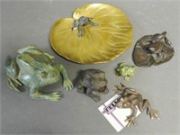 Patinated Bronze Frog Figurines