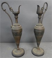 Pair Classical Patinated Ewers