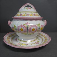 Henriot Quimper Faience  Soup Tureen & Underplate