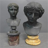Two Grand Tour Patinated Bronze Busts
