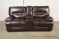 Leather 2 seat Sofa with Center Console