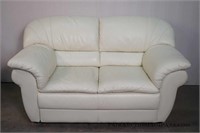 Ivory Leather Love Seat