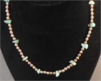 Turquoise and Silver Bead Necklace
