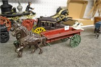 Antique Cast Iron Horse & Wagon