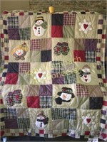 Quilted Country snowman throw