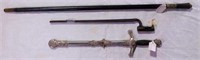 Cane sword with carved bone handle with figural