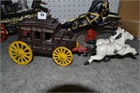 Antique Cast Iron Horses & Stagecoach