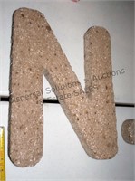 Letter "N"  Lightweight Cement -approx: 16" X 12"