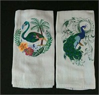 Tropical embroidered tea towels