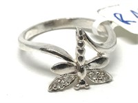 48B- Sterling Silver Cubic Zirconia Dragonfly Ring