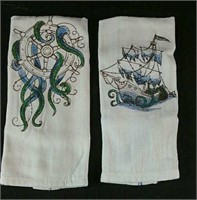 Maritime embroidered tea towels