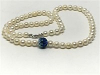 44B- Freshwater Pearl & Crystal Necklace