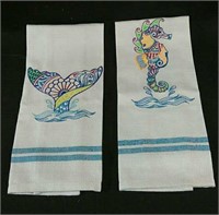 Sea Life embroidered tea towels