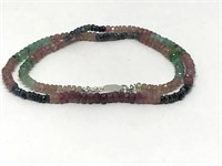 9B- Sterling Sapphire, Ruby & Emerald Necklace
