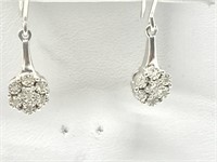 27B- Sterling Silver Diamond Earrings