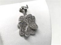 3B- Sterling Silver Cubic Zirconia Heart Pendant