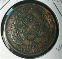 Rare 1844 Province of Canada half penny