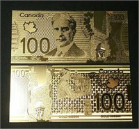 Two 24k Gold foil $100 novelty notes