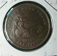 1852 half penny Ruben Bank Token