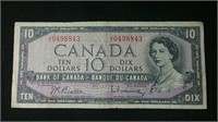 1954 Canada 10 dollar bill