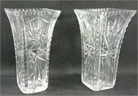 2 Lead Pinwheel Crystal Vases 10"h