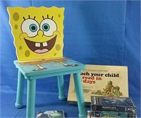 Sponge Bob chair, DVD Extinction, 4 VHS tapes and