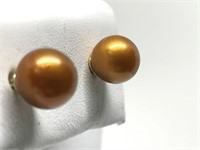 18B- 14k Yellow Gold Freshwater Pearl Earrings