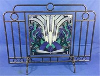 Unique Stained glass fireplace screen 40"by 30"H