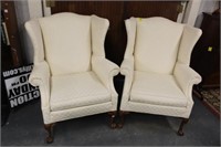 x2 Wingback Chairs w/ carved ball & talon feet