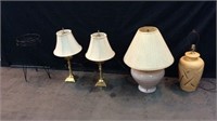 4 Table Lamps & A Metal Plant Stand