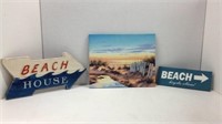 Wooden Beach Signs & Canvas Print