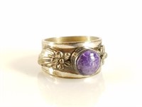 STERLING SILVER PURPLE STONE RING