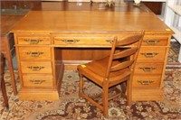 2pc Oak Desk & Chair