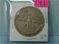 1921 Mexico Silver Dos Pesos Coin