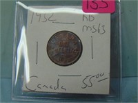 1932 Canada One Cent Coin - MS-63 RB
