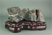 Chinese Scholar Stone Brush Rest with Stand Qing